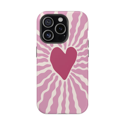 Retro Radiant Heart Phone Case – MagSafe Compatible for iPhone & Samsung Galaxy