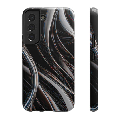 Black Metallic Streaks Phone Case – MagSafe Compatible for iPhone & Samsung Galaxy