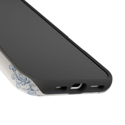 Vintage Blue Botanical Sketch Phone Case – MagSafe Compatible for iPhone & Samsung Galaxy
