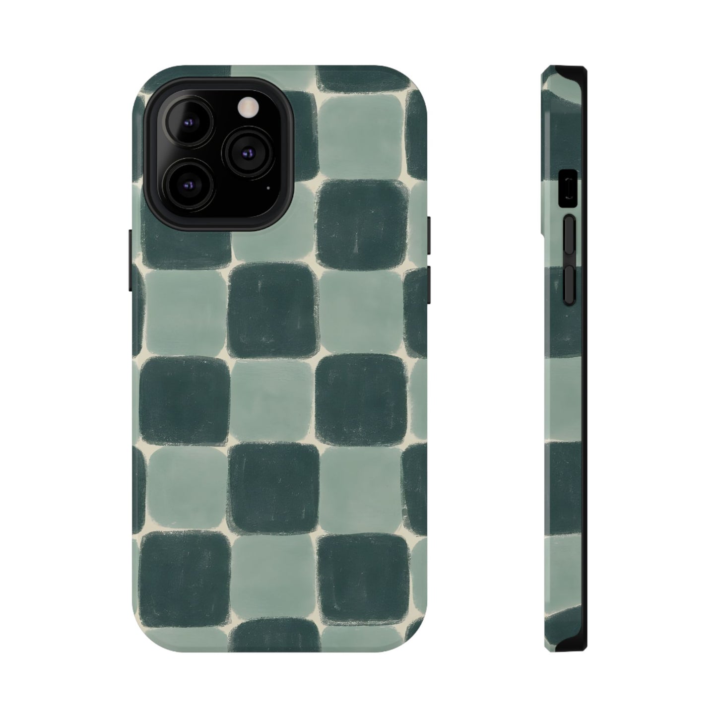 Green Checkerboard Retro Phone Case – MagSafe Compatible for iPhone & Samsung Galaxy