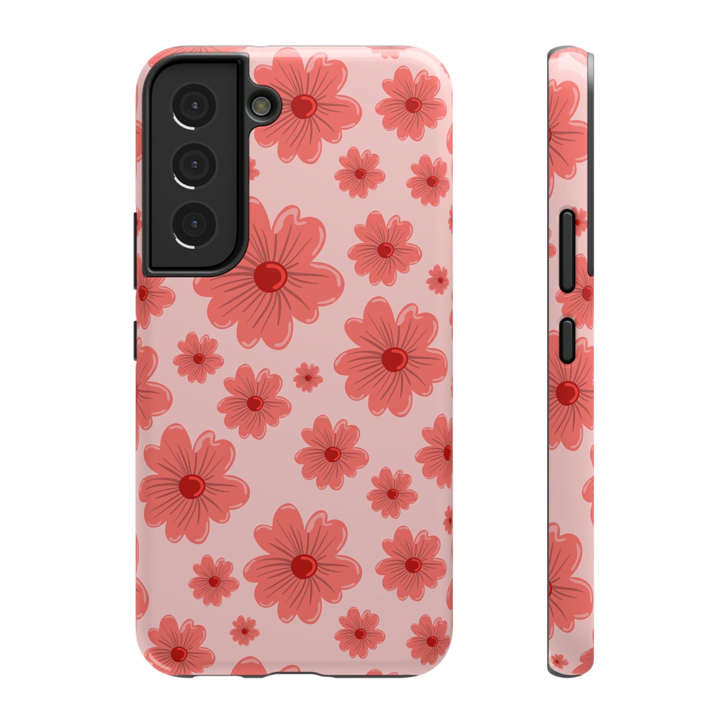 Blush Red Floral Phone Case – MagSafe Compatible for iPhone & Samsung Galaxy
