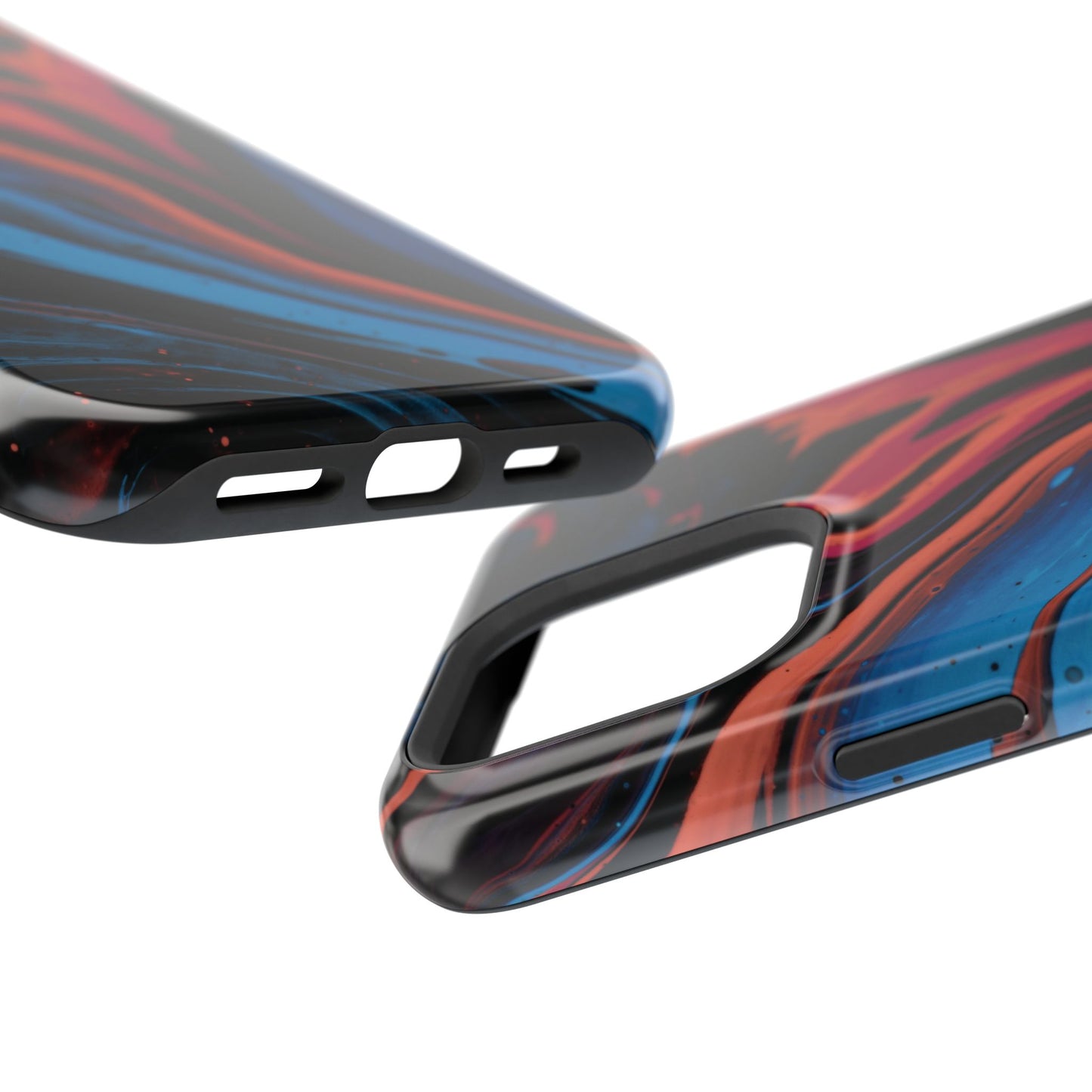 Crimson & Cobalt Fusion Marble Phone Case – MagSafe Compatible for iPhone & Samsung Galaxy