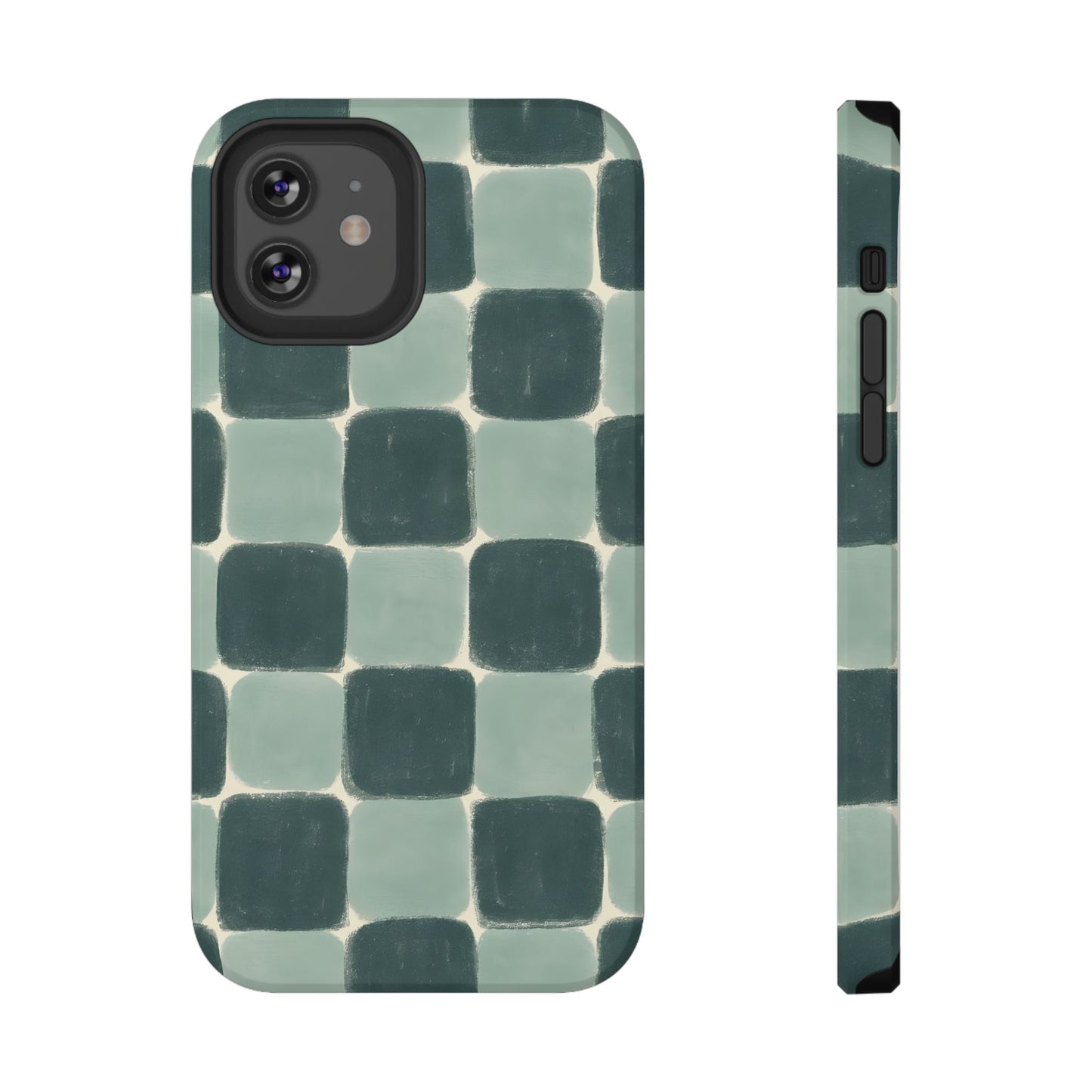 Green Checkerboard Retro Phone Case – MagSafe Compatible for iPhone & Samsung Galaxy