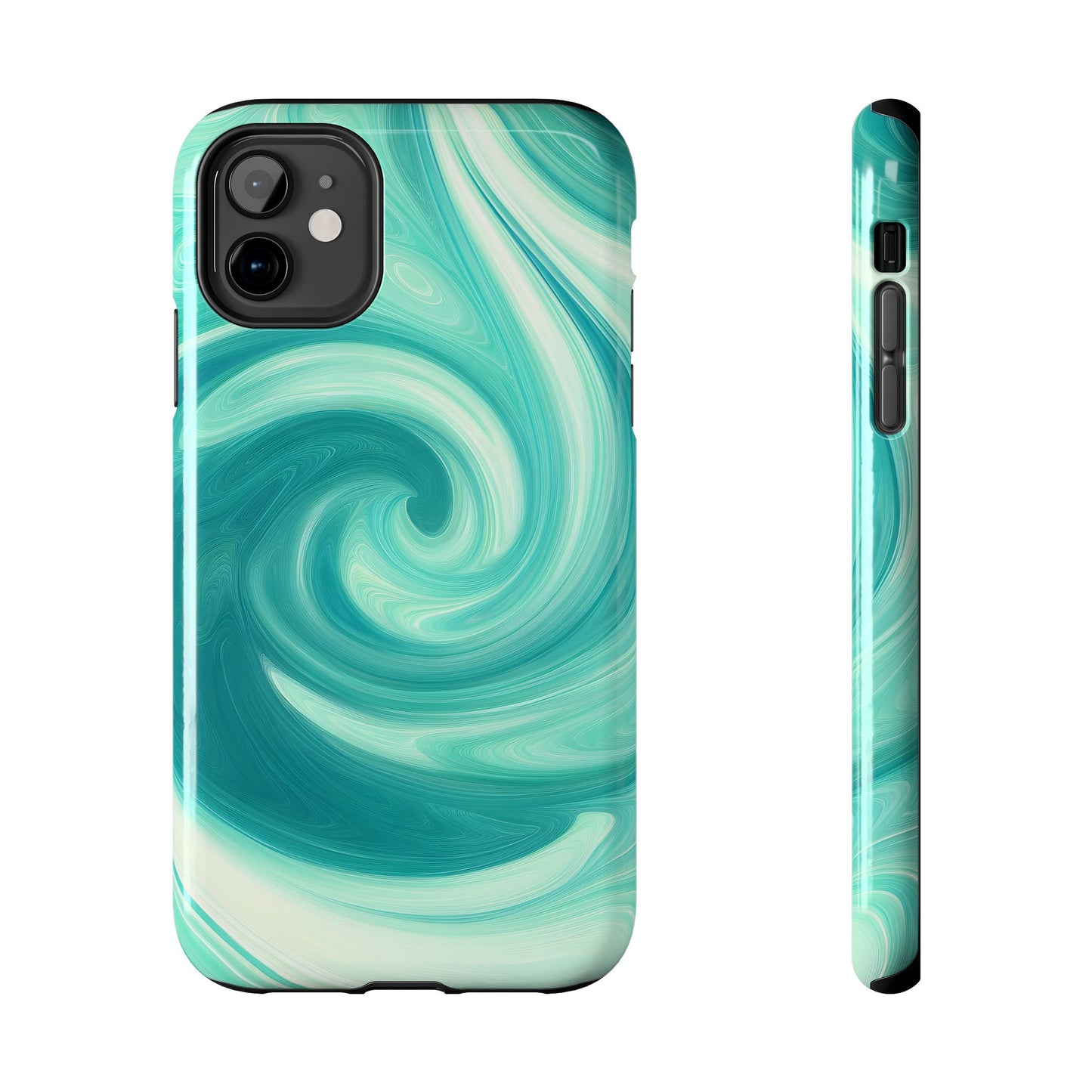 Turquoise Abstract Swirls Tough iPhone Case - iPhone 15-11 All Sizes