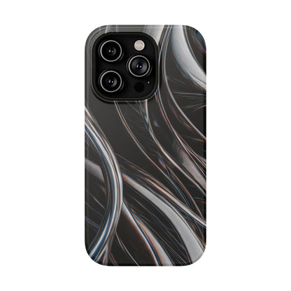 Black Metallic Streaks Phone Case – MagSafe Compatible for iPhone & Samsung Galaxy