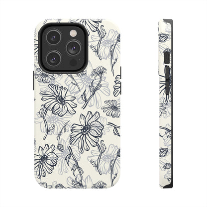 Artsy Flower Drawing Sketch iPhone 11-15 Case - Minimal Phone Case