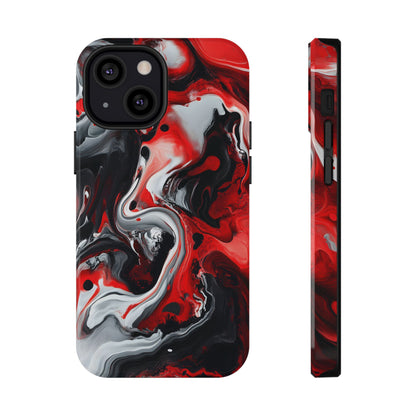 Crimson Chaos Abstract Swirl Phone Case – MagSafe Compatible for iPhone & Samsung Galaxy