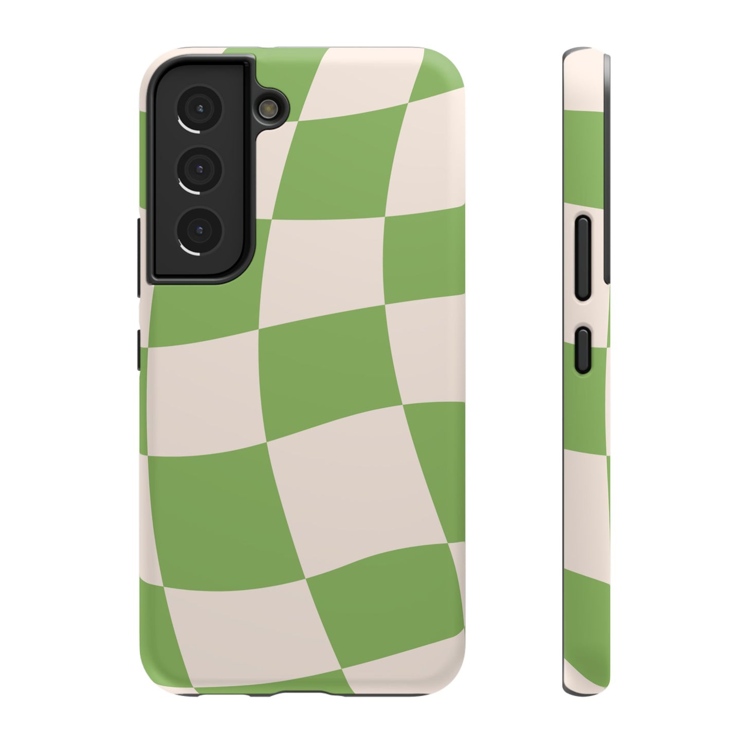 Green Wavy Checkerboard Aesthetic Phone Case – MagSafe Compatible for iPhone & Samsung Galaxy