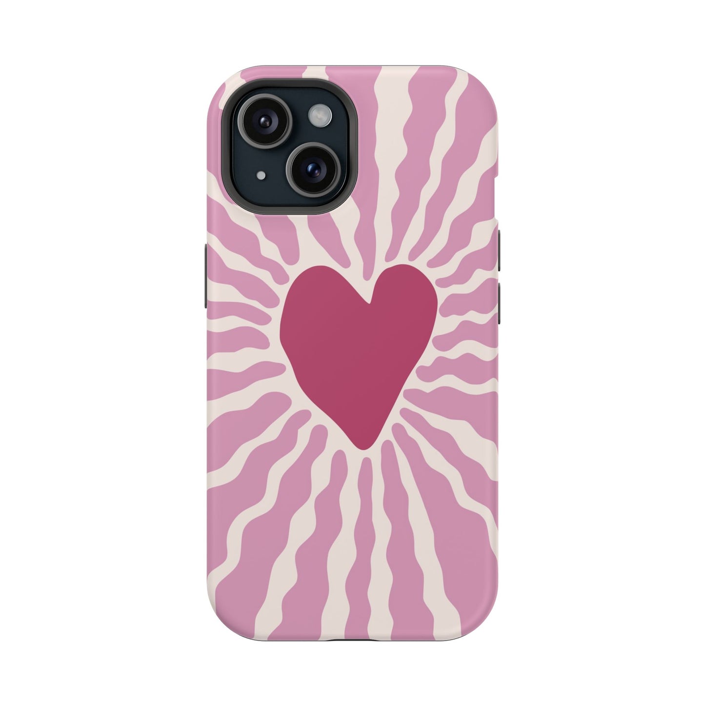 Retro Radiant Heart Phone Case – MagSafe Compatible for iPhone & Samsung Galaxy