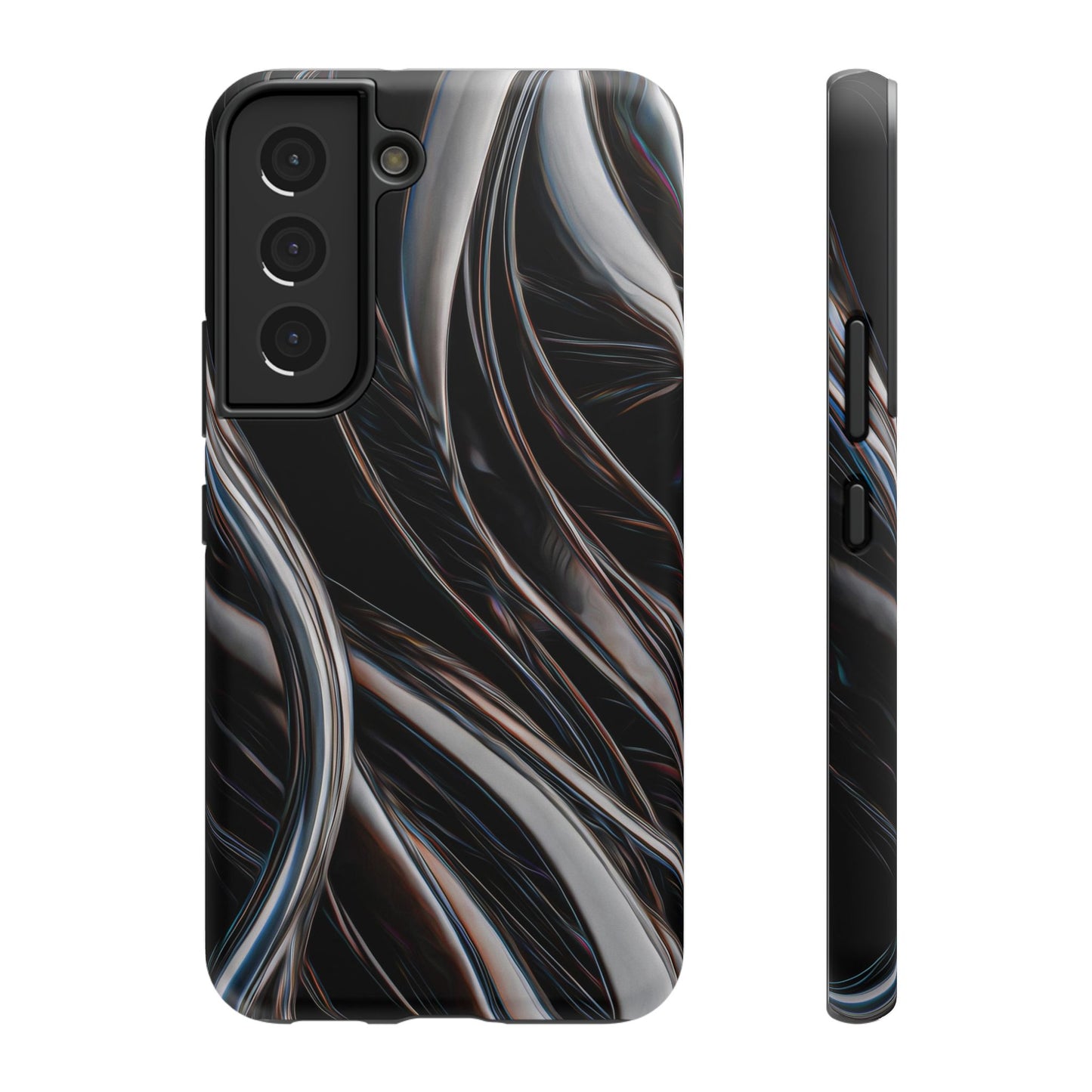 Black Metallic Streaks Phone Case – MagSafe Compatible for iPhone & Samsung Galaxy