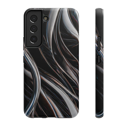 Black Metallic Streaks Phone Case – MagSafe Compatible for iPhone & Samsung Galaxy