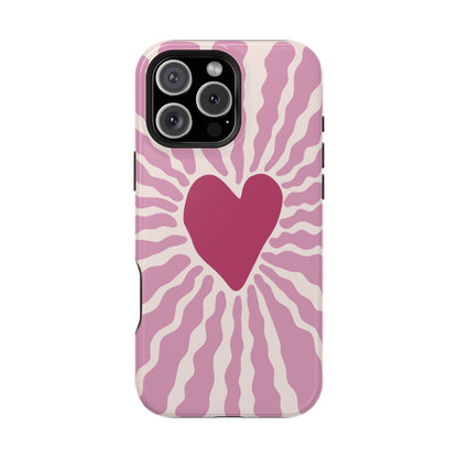 Retro Radiant Heart Phone Case – MagSafe Compatible for iPhone & Samsung Galaxy