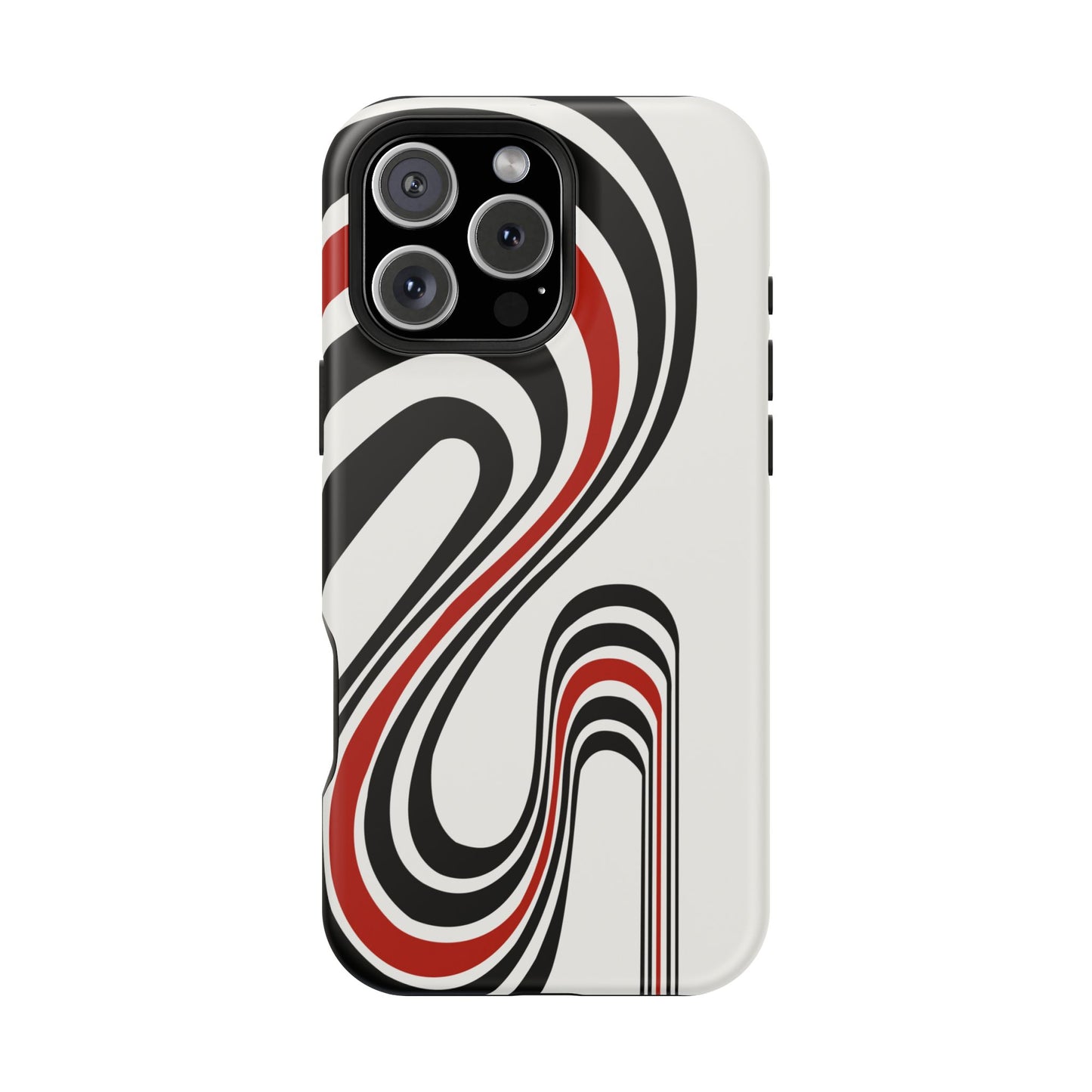 Retro Black & Red Wave Phone Case – MagSafe Compatible for iPhone & Samsung Galaxy