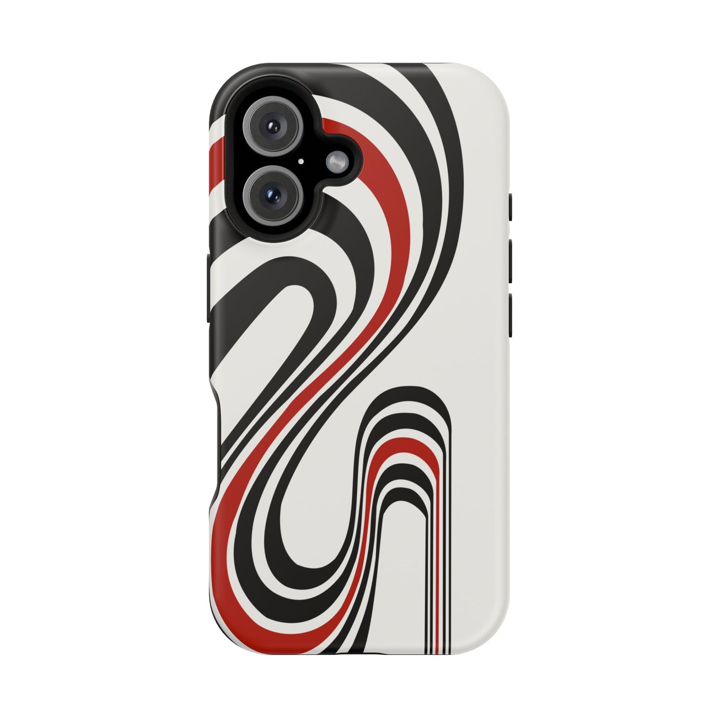 Retro Black & Red Wave Phone Case – MagSafe Compatible for iPhone & Samsung Galaxy