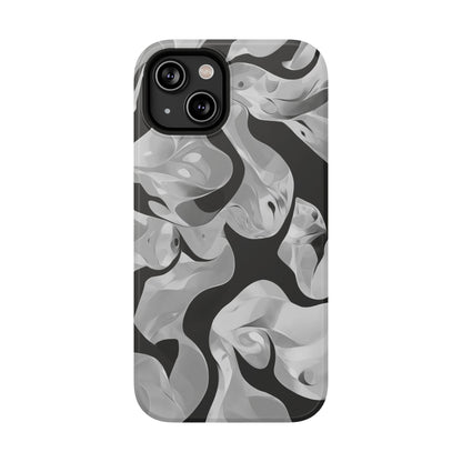 Abstract Monochrome Swirl Phone Case – MagSafe Compatible for iPhone & Samsung Galaxy