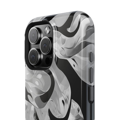 Abstract Monochrome Swirl Phone Case – MagSafe Compatible for iPhone & Samsung Galaxy