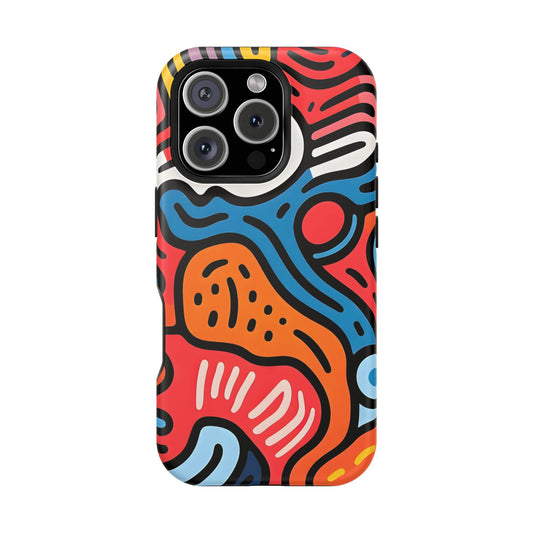 Bold Abstract Doodle Phone Case – MagSafe Compatible for iPhone & Samsung Galaxy