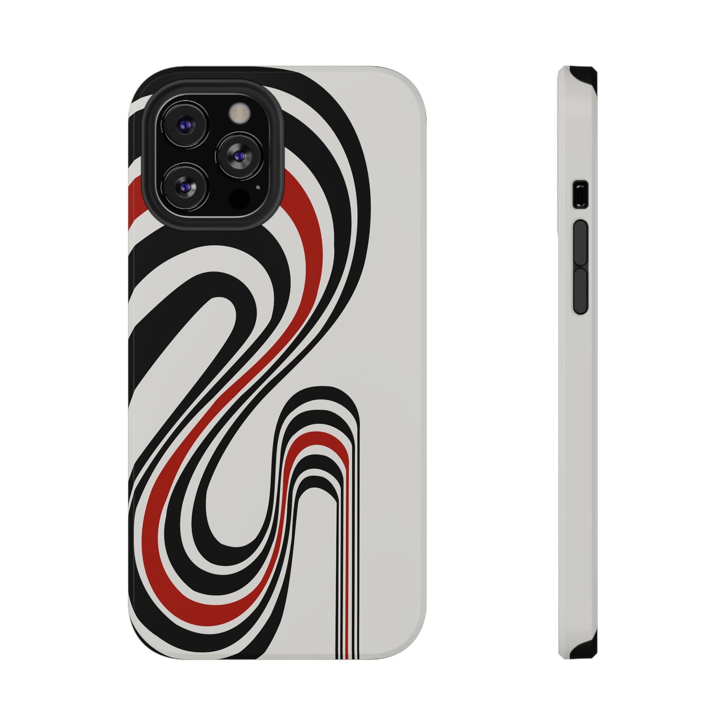 Retro Black & Red Wave Phone Case – MagSafe Compatible for iPhone & Samsung Galaxy