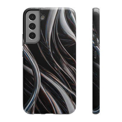 Black Metallic Streaks Phone Case – MagSafe Compatible for iPhone & Samsung Galaxy
