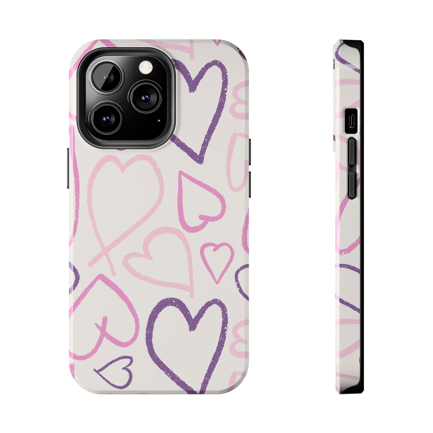 Cute Aesthetic Pink Heart Sketch for iPhone 11-16 All Sizes