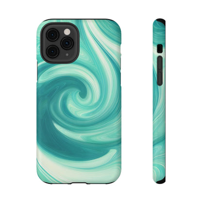 Turquoise Swirl Abstract Phone Case – MagSafe Compatible for iPhone & Samsung Galaxy