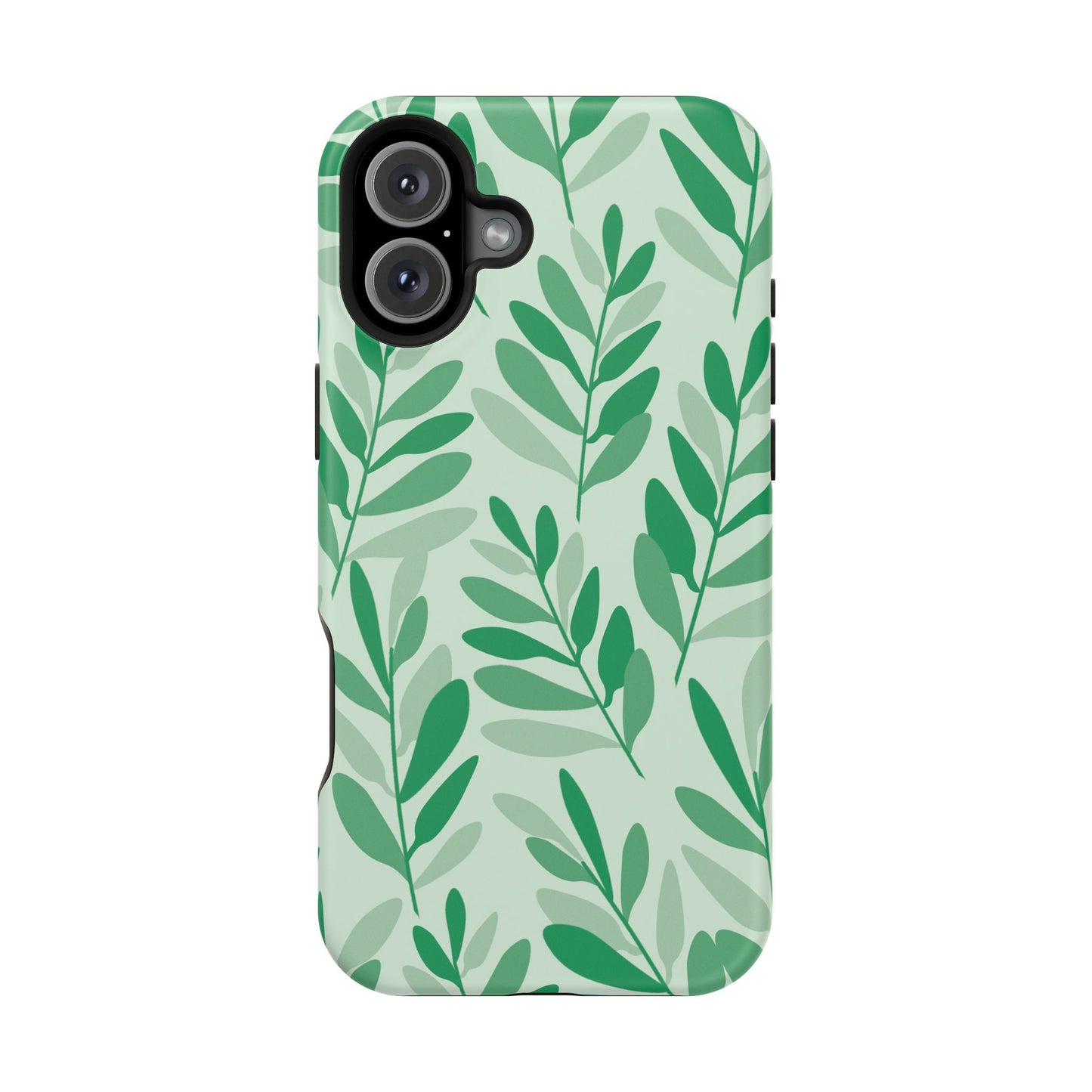 Green Leaf Pattern Phone Case – MagSafe Compatible for iPhone & Samsung Galaxy