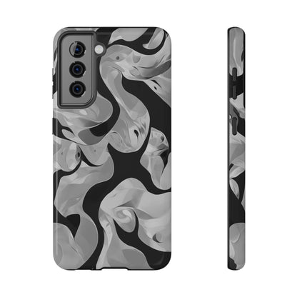 Abstract Monochrome Swirl Phone Case – MagSafe Compatible for iPhone & Samsung Galaxy