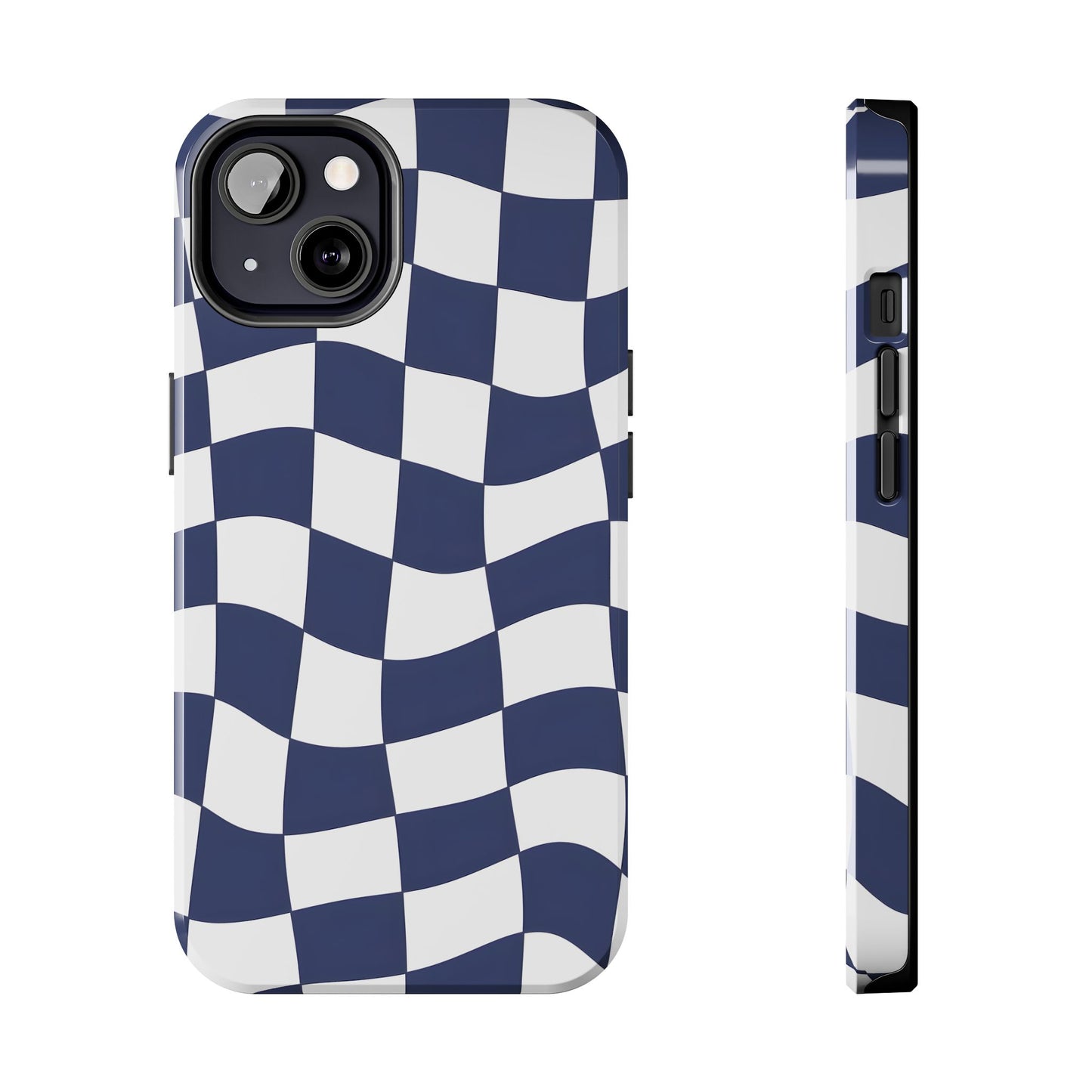 Blue Checkered Tough Phone Case - iPhone 15-11 All Sizes