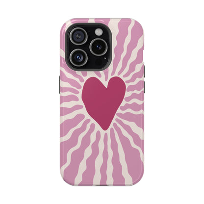 Retro Radiant Heart Phone Case – MagSafe Compatible for iPhone & Samsung Galaxy