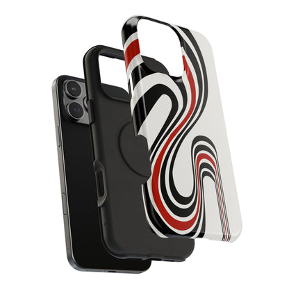 Retro Black & Red Wave Phone Case – MagSafe Compatible for iPhone & Samsung Galaxy