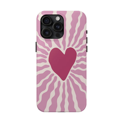 Cute Pink Heart Graphic Phone Case - iPhone 11-15 All Sizes