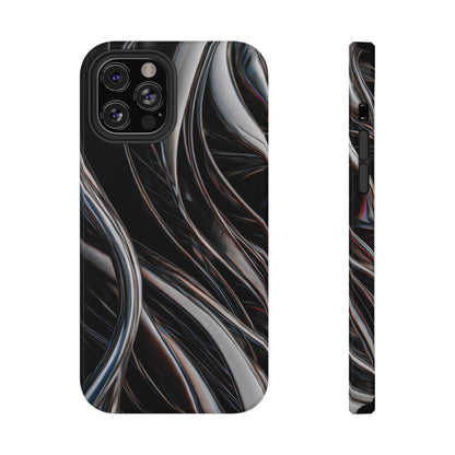 Black Metallic Streaks Phone Case – MagSafe Compatible for iPhone & Samsung Galaxy