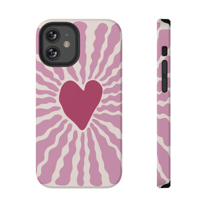 Retro Radiant Heart Phone Case – MagSafe Compatible for iPhone & Samsung Galaxy