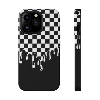 Dripping Checkerboard Phone Case – MagSafe Compatible for iPhone & Samsung Galaxy