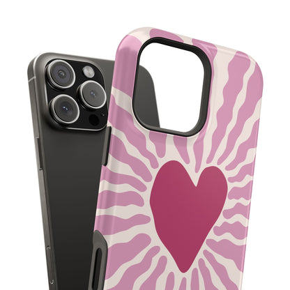 Retro Radiant Heart Phone Case – MagSafe Compatible for iPhone & Samsung Galaxy