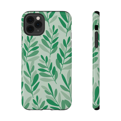 Green Leaf Pattern Phone Case – MagSafe Compatible for iPhone & Samsung Galaxy