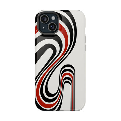 Retro Black & Red Wave Phone Case – MagSafe Compatible for iPhone & Samsung Galaxy
