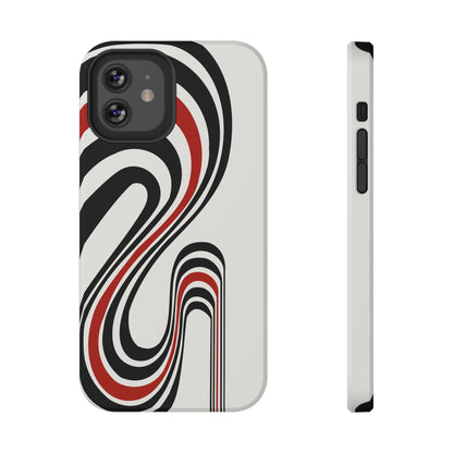 Retro Black & Red Wave Phone Case – MagSafe Compatible for iPhone & Samsung Galaxy