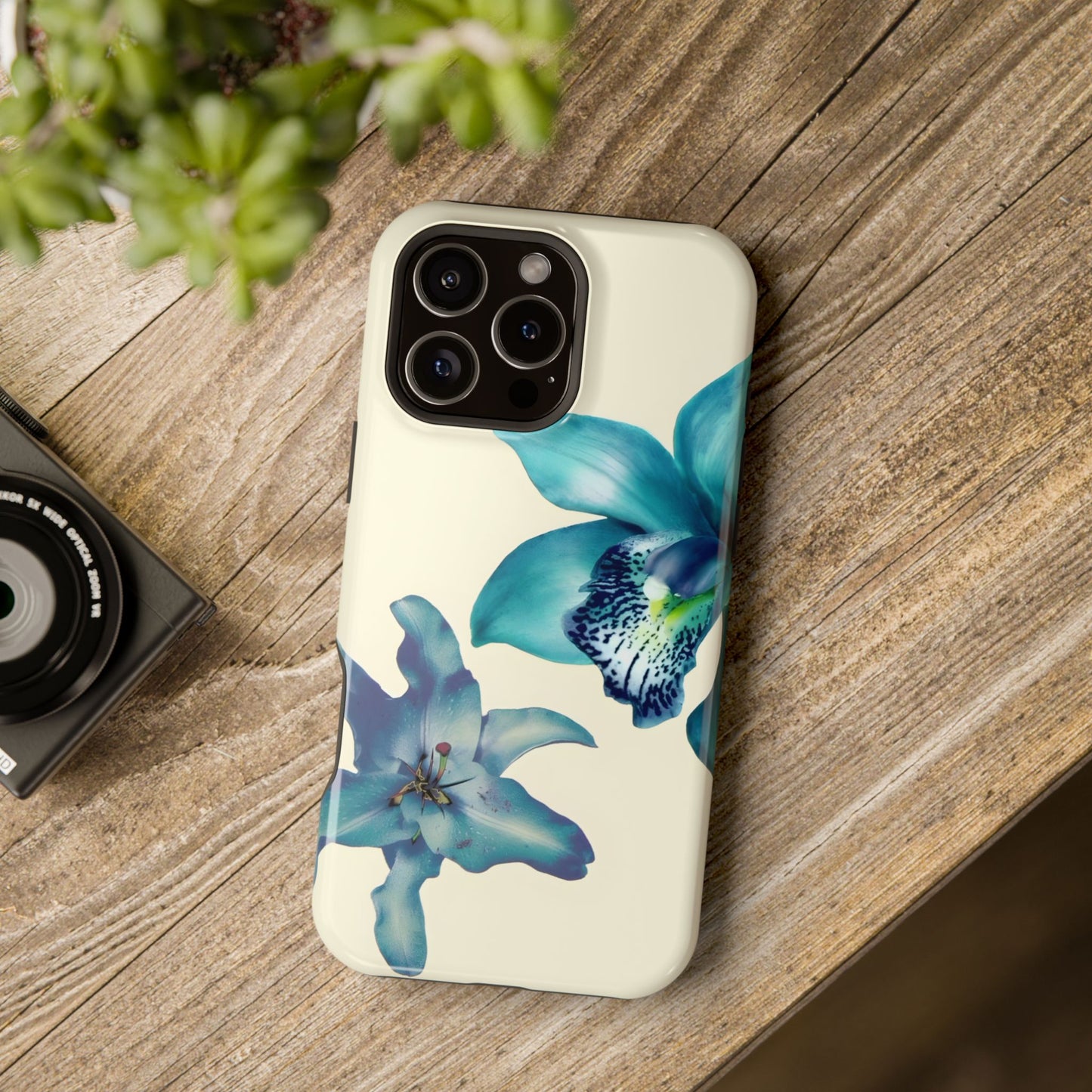 Blue Orchid Floral Phone Case – MagSafe Compatible for iPhone & Samsung Galaxy