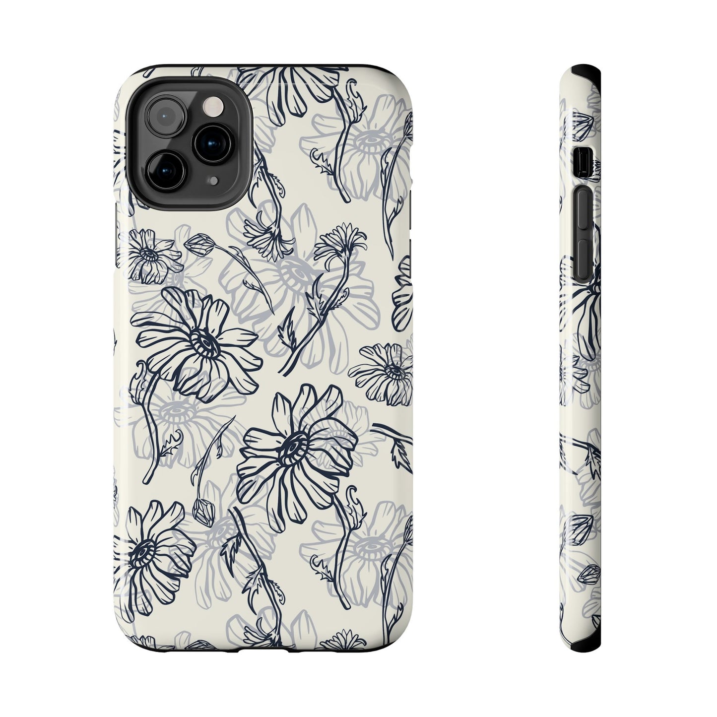 Artsy Flower Drawing Sketch iPhone 11-15 Case - Minimal Phone Case