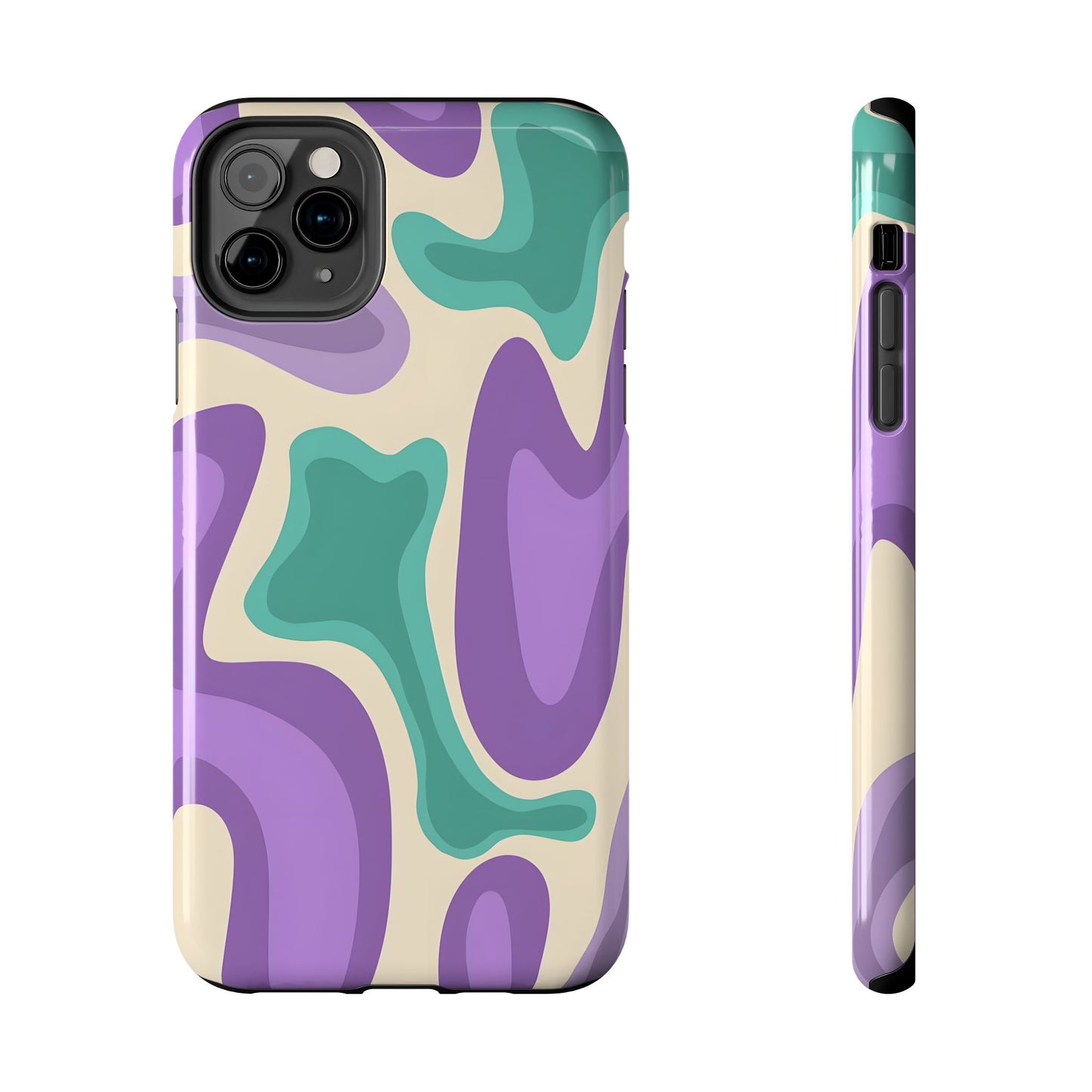 Purple And Turquoise Tough iPhone Case - iPhone 15-11 All Sizes