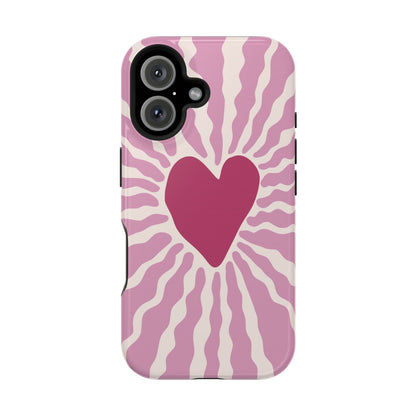 Retro Radiant Heart Phone Case – MagSafe Compatible for iPhone & Samsung Galaxy