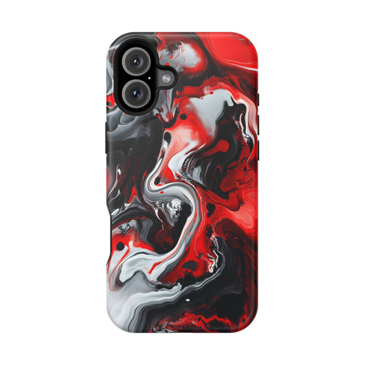 Crimson Chaos Abstract Swirl Phone Case – MagSafe Compatible for iPhone & Samsung Galaxy