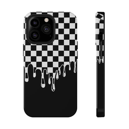 Dripping Checkerboard Phone Case – MagSafe Compatible for iPhone & Samsung Galaxy