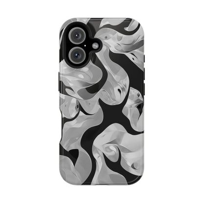 Abstract Monochrome Swirl Phone Case – MagSafe Compatible for iPhone & Samsung Galaxy