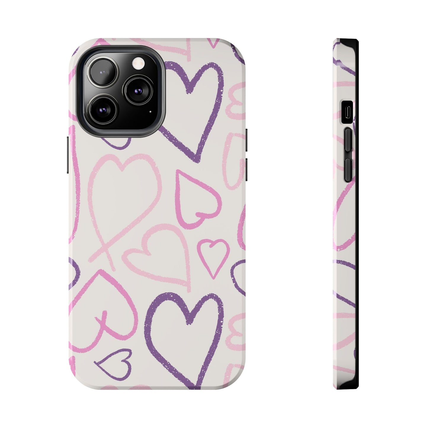 Cute Aesthetic Pink Heart Sketch for iPhone 11-16 All Sizes