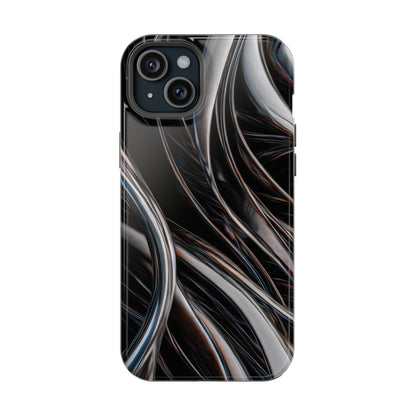 Black Metallic Streaks Phone Case – MagSafe Compatible for iPhone & Samsung Galaxy