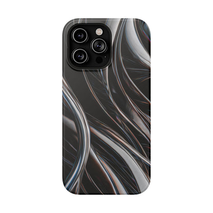 Black Metallic Streaks Phone Case – MagSafe Compatible for iPhone & Samsung Galaxy