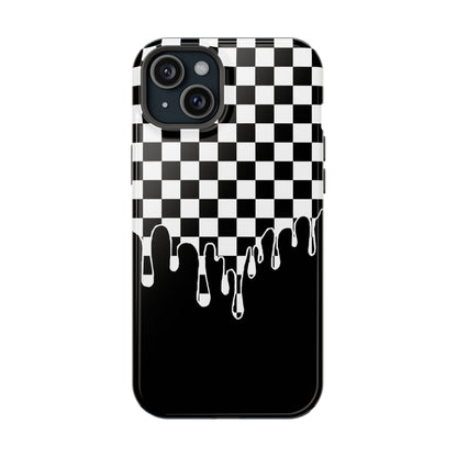 Dripping Checkerboard Phone Case – MagSafe Compatible for iPhone & Samsung Galaxy
