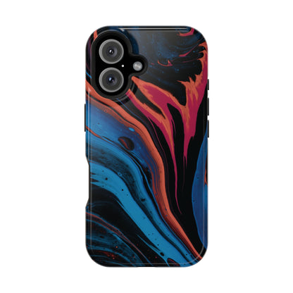 Crimson & Cobalt Fusion Marble Phone Case – MagSafe Compatible for iPhone & Samsung Galaxy
